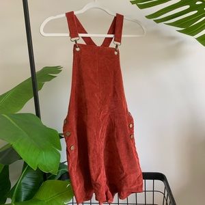 Red corduroy overalls, never worn